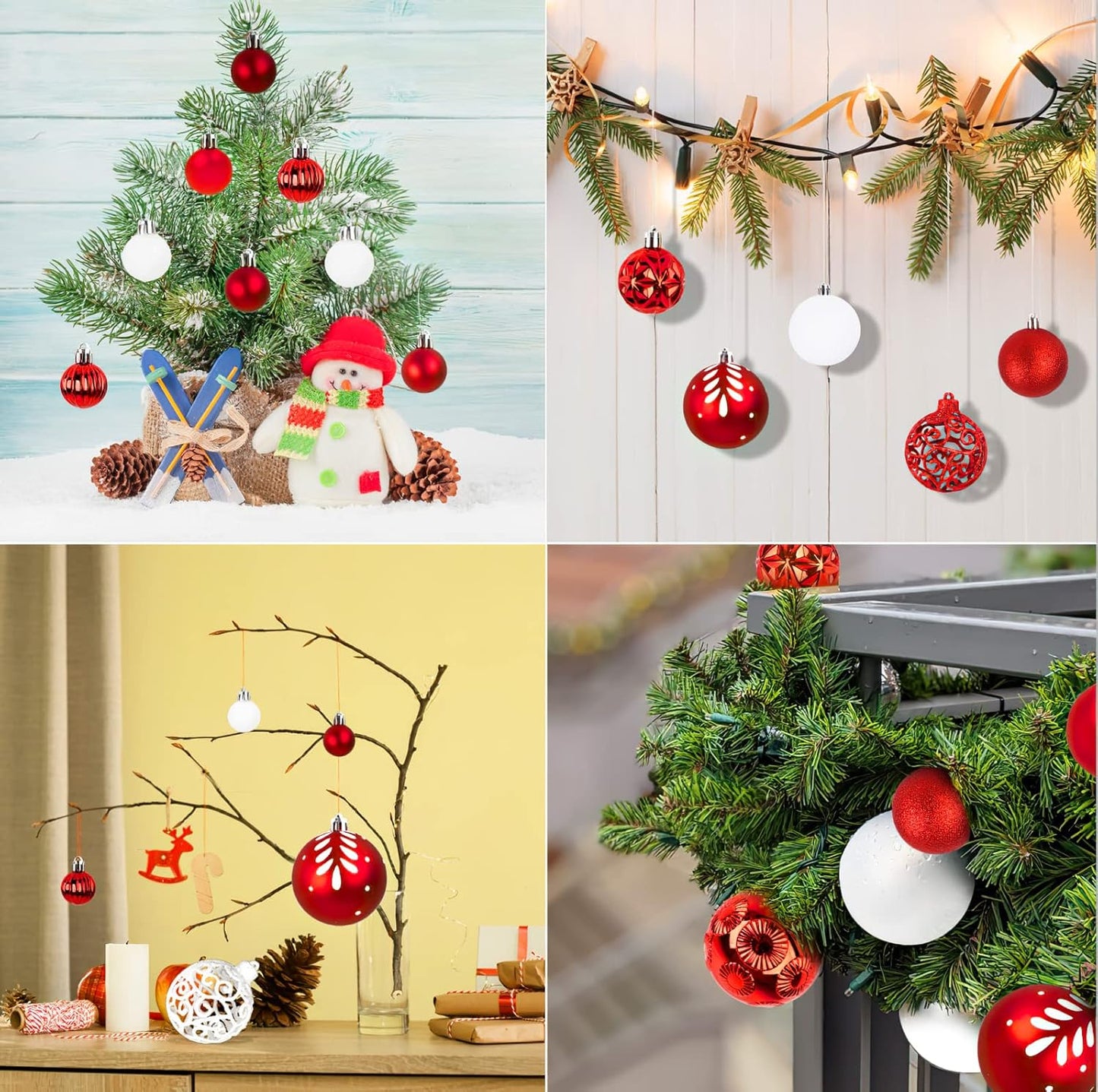 Christmas tree balls 128-piece set, Christmas balls Christmas decorations set, Christmas tree topper & Christmas tree decorations for indoors and outdoors, Christmas tree decorations (red)