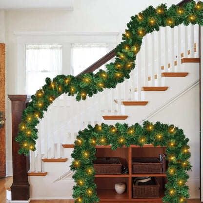 2 Pack Christmas Garland Decoration,5M/16ft Christmas Wreath with 100 Lights,Christmas decoration for Xmas Tree Stair Fireplace Garden Party Front Door,DIY Christmas Trees