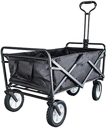 Trolley on Wheels Heavy Duty Folding Garden Cart Ideal for Outdoor Garden Storage Black