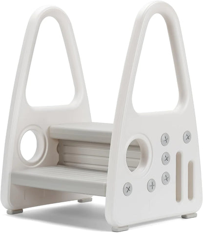 Step stool Two-step step stool for children from approx. 1 to approx. 8 years Children's stool With comfortable handrail Anti-slip stepladder learning tower for kitchen Non-slip
