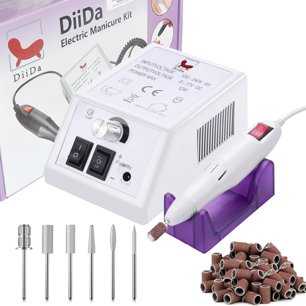 Professional Electric Manicure Drill Set White Acrylic Nail Gel Polish Remover Electric Nail Files Pedicure Kit