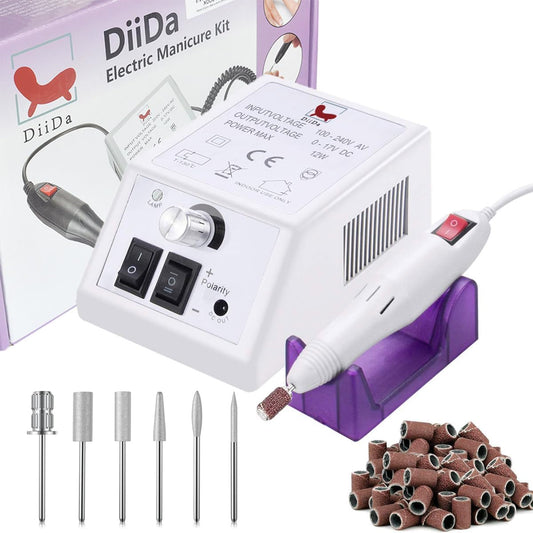 Professional Electric Manicure Drill Set White Acrylic Nail Gel Polish Remover Electric Nail Files Pedicure Kit