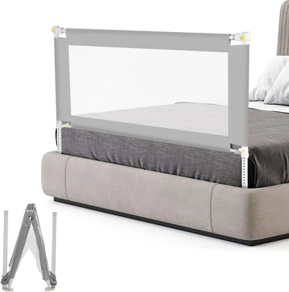 Bed rail fall protection foldable, bed guard rail foldable children's bed rail travel, nail-free assembly fall protection bed for toddlers baby bed rail, gray