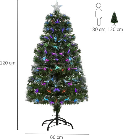 Christmas tree 1.2 m Christmas tree artificial fir 130 branches metal base PVC multi-colored light effects Ø66 x 120H cm