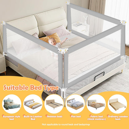 Bed rail fall protection foldable, bed guard rail foldable children's bed rail travel, nail-free assembly fall protection bed for toddlers baby bed rail, gray