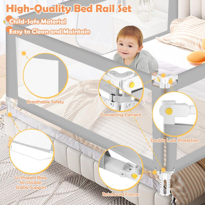 Bed rail fall protection foldable, bed guard rail foldable children's bed rail travel, nail-free assembly fall protection bed for toddlers baby bed rail, gray