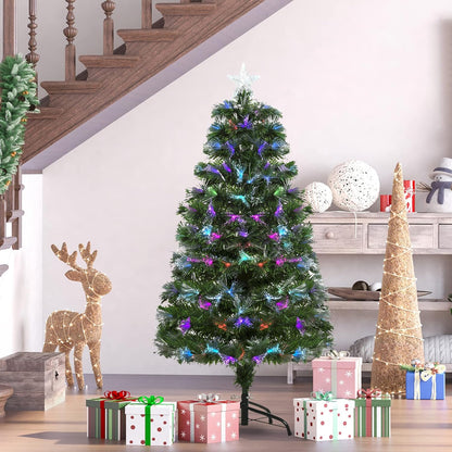 Christmas tree 1.2 m Christmas tree artificial fir 130 branches metal base PVC multi-colored light effects Ø66 x 120H cm