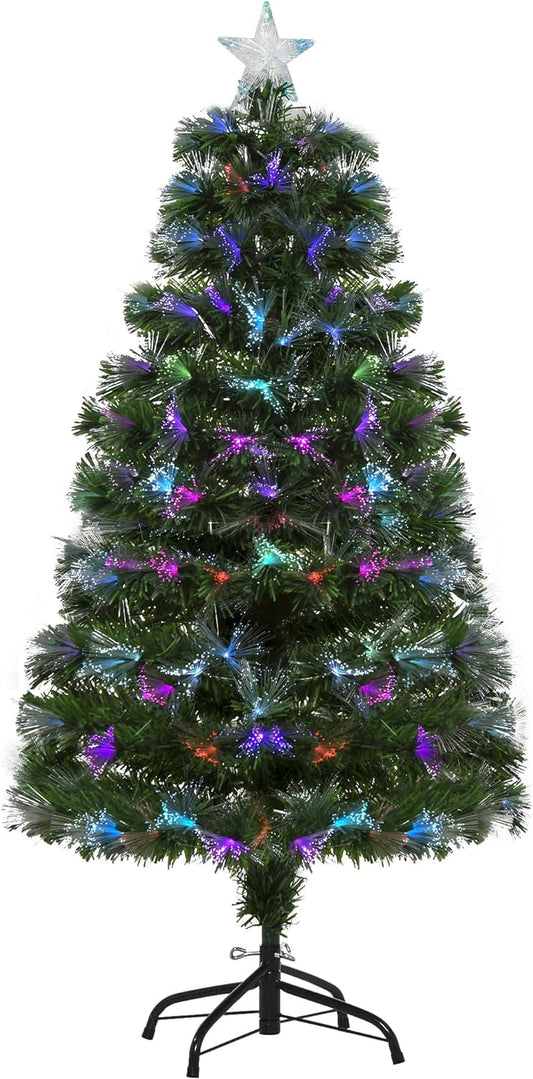 Christmas tree 1.2 m Christmas tree artificial fir 130 branches metal base PVC multi-colored light effects Ø66 x 120H cm