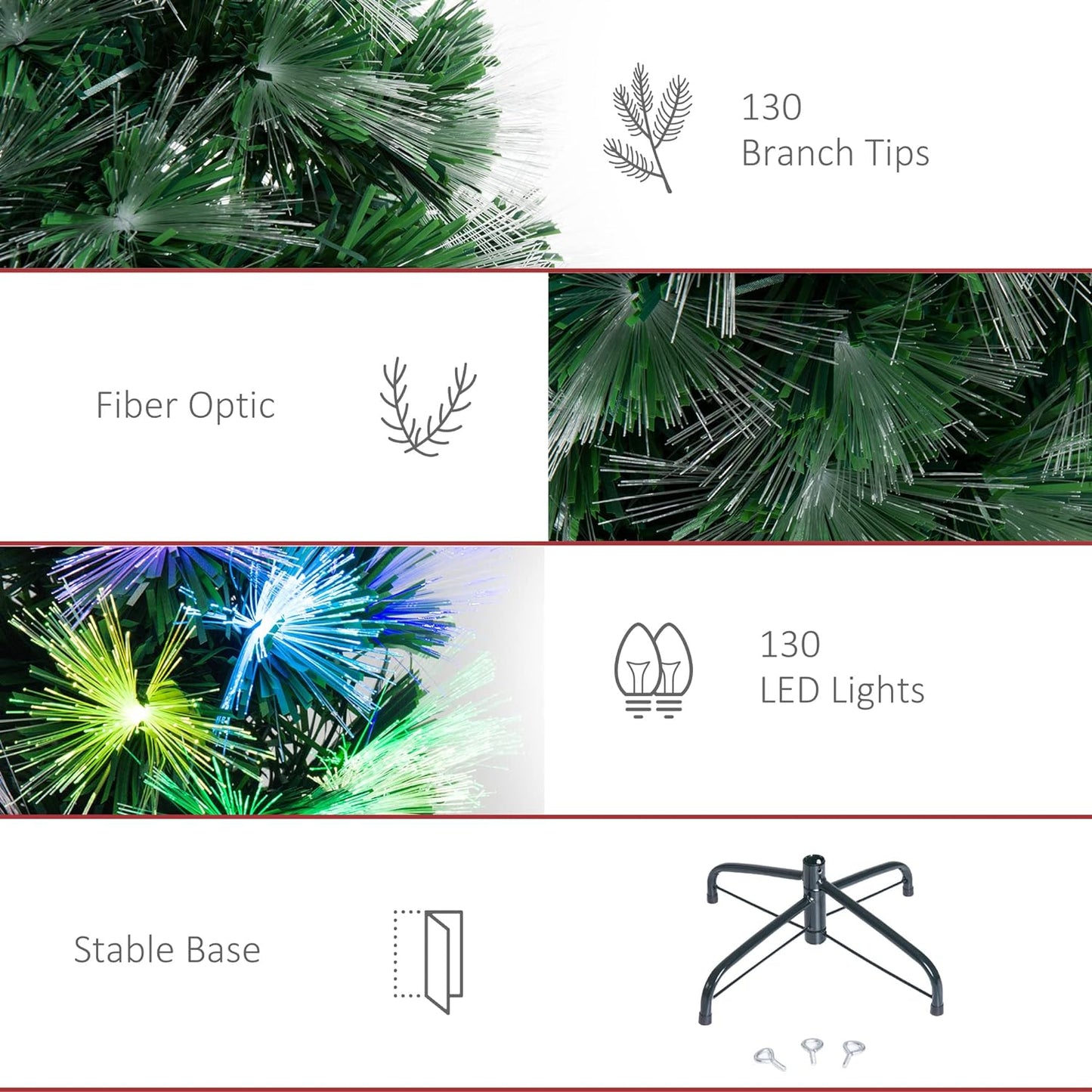 Christmas tree 1.2 m Christmas tree artificial fir 130 branches metal base PVC multi-colored light effects Ø66 x 120H cm