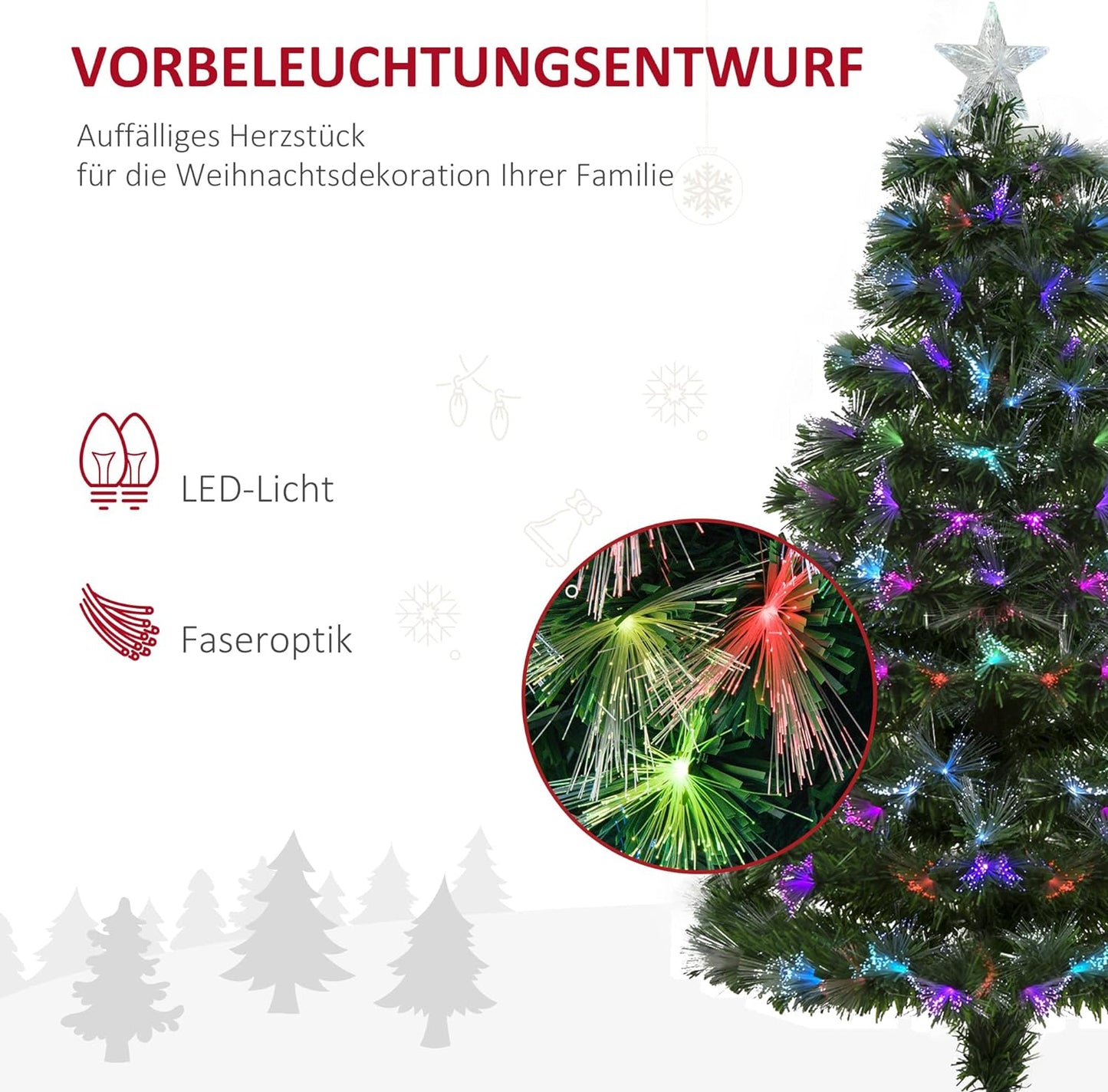 Christmas tree 1.2 m Christmas tree artificial fir 130 branches metal base PVC multi-colored light effects Ø66 x 120H cm