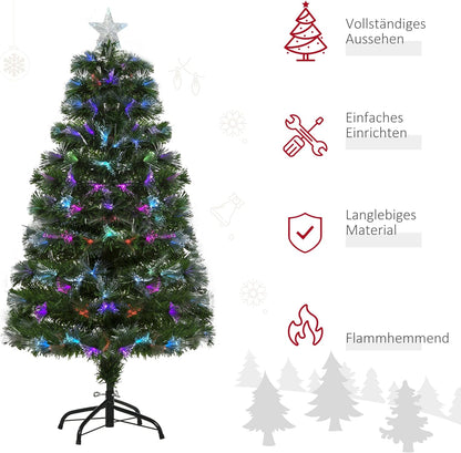 Christmas tree 1.2 m Christmas tree artificial fir 130 branches metal base PVC multi-colored light effects Ø66 x 120H cm