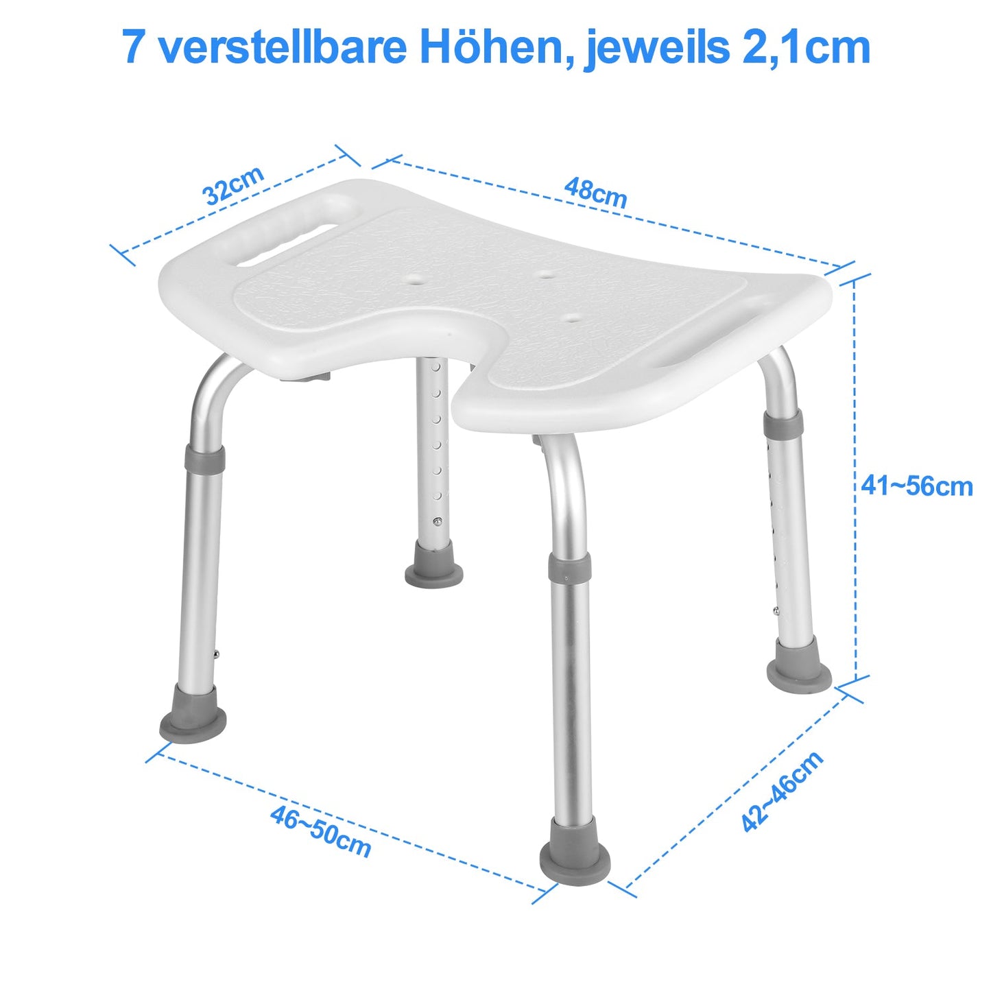 Shower stool height adjustable U-type aluminum