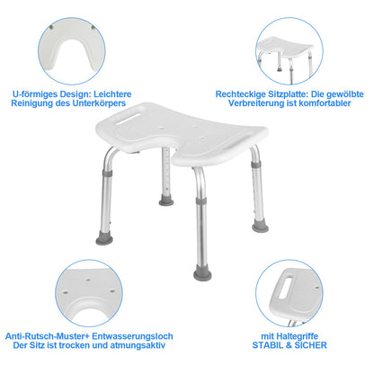 Shower stool height adjustable U-type aluminum