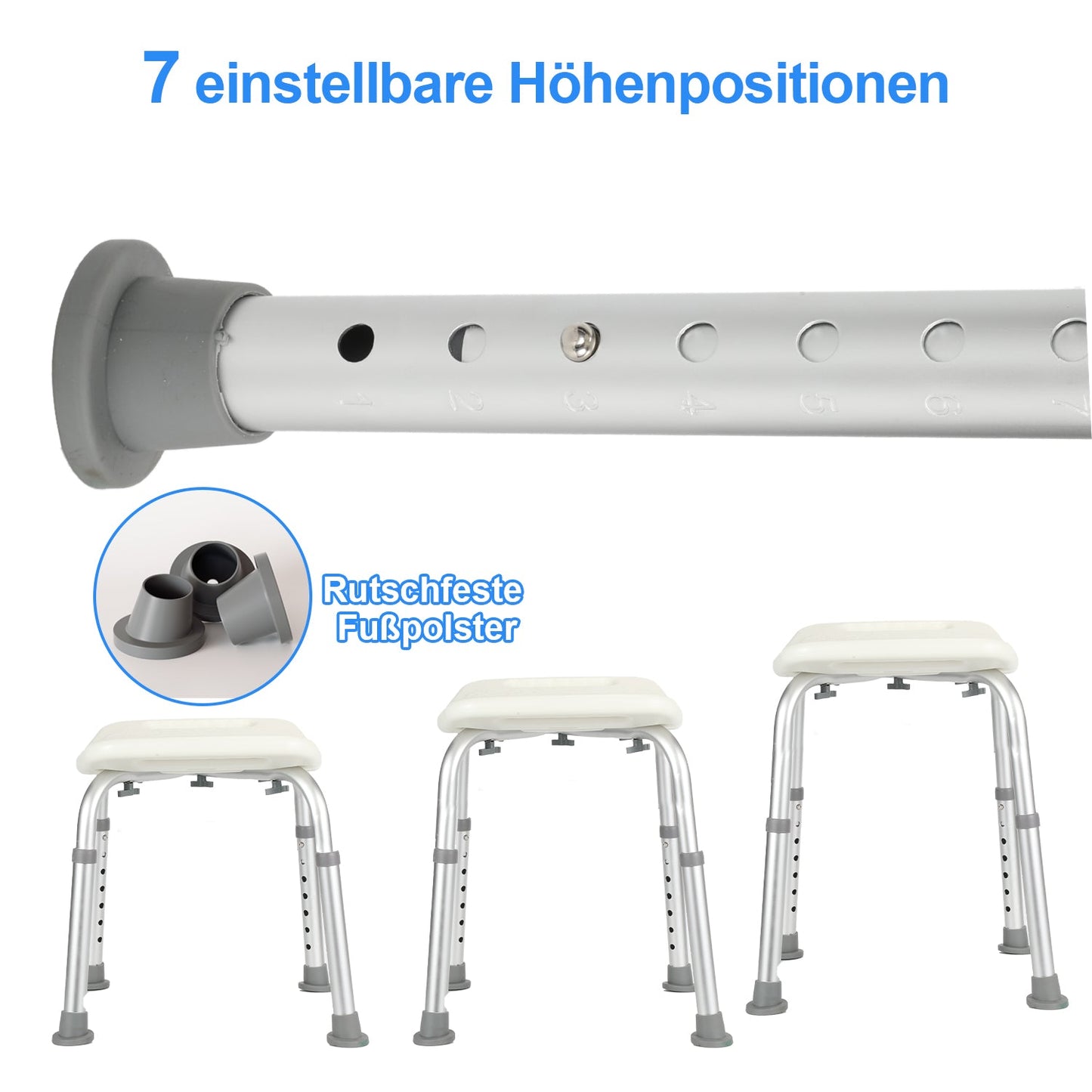 Shower stool height adjustable U-type aluminum