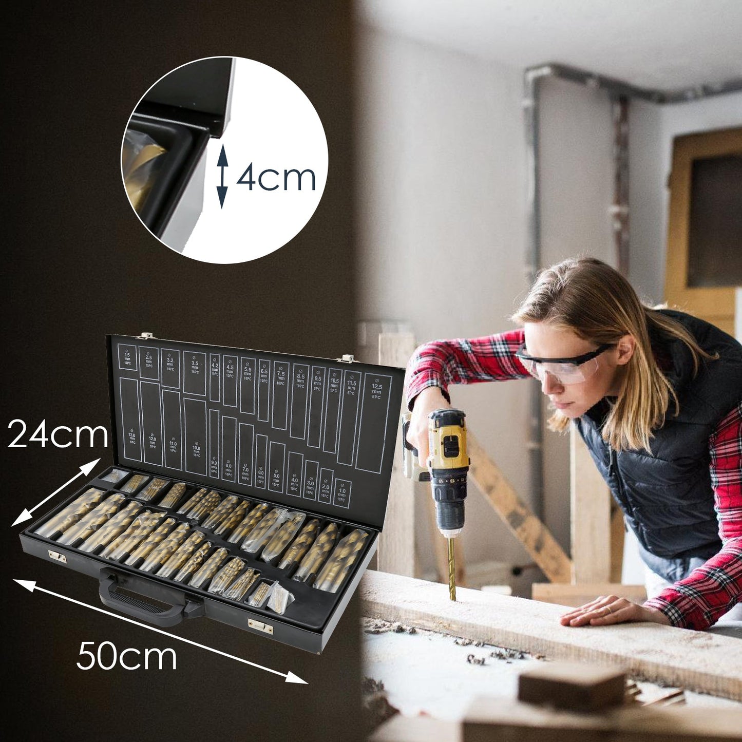 Metal drill set 230 pieces Ø 1-13mm