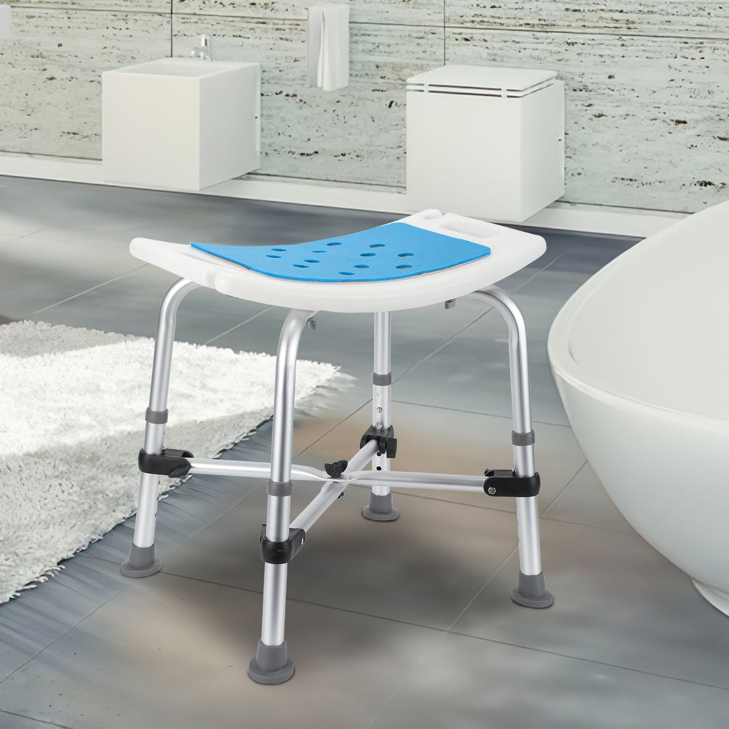 Shower stool shower chair with double reinforced crossbar