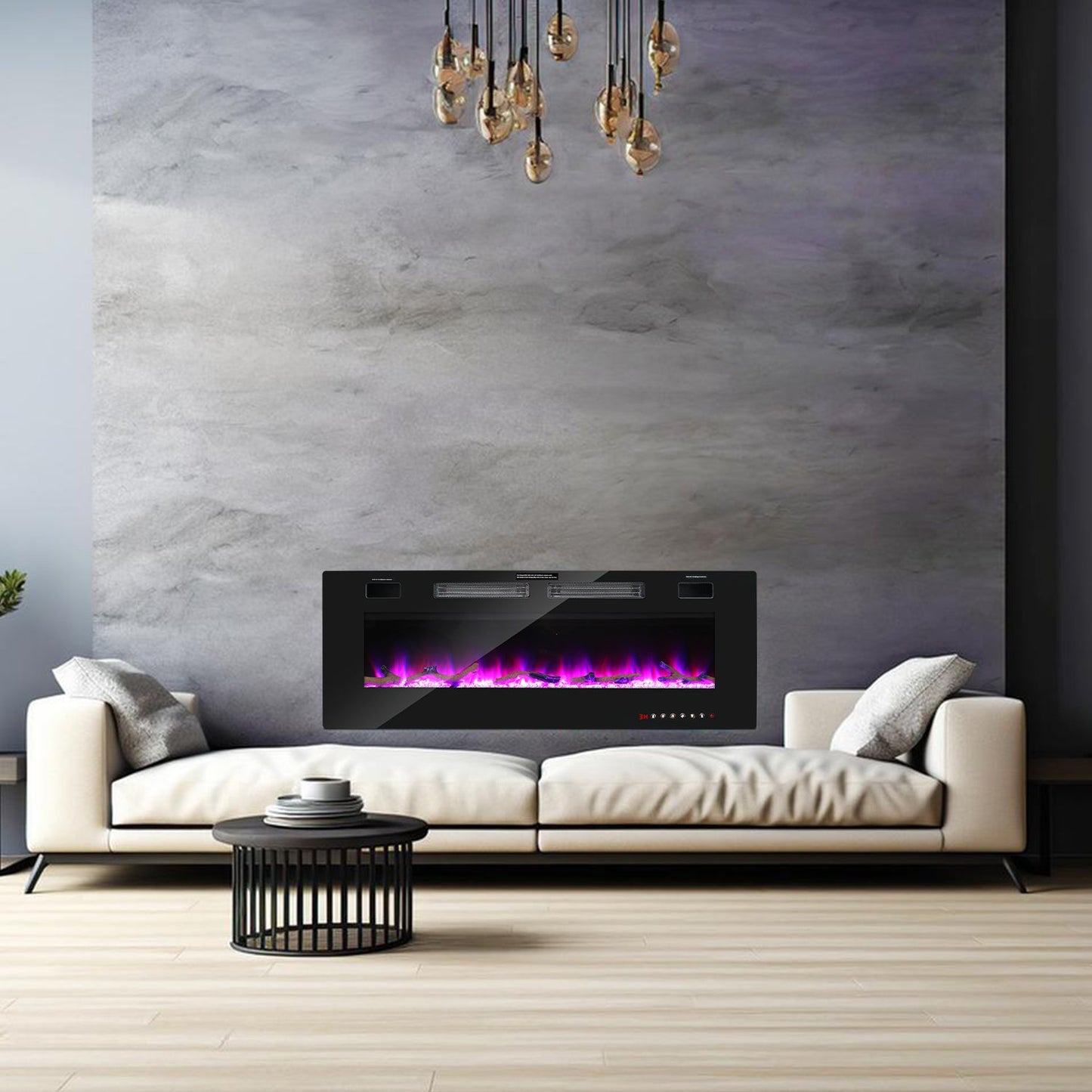 Electric Fireplace Wall Fireplace Adjustable Thermostat 750w/1500w