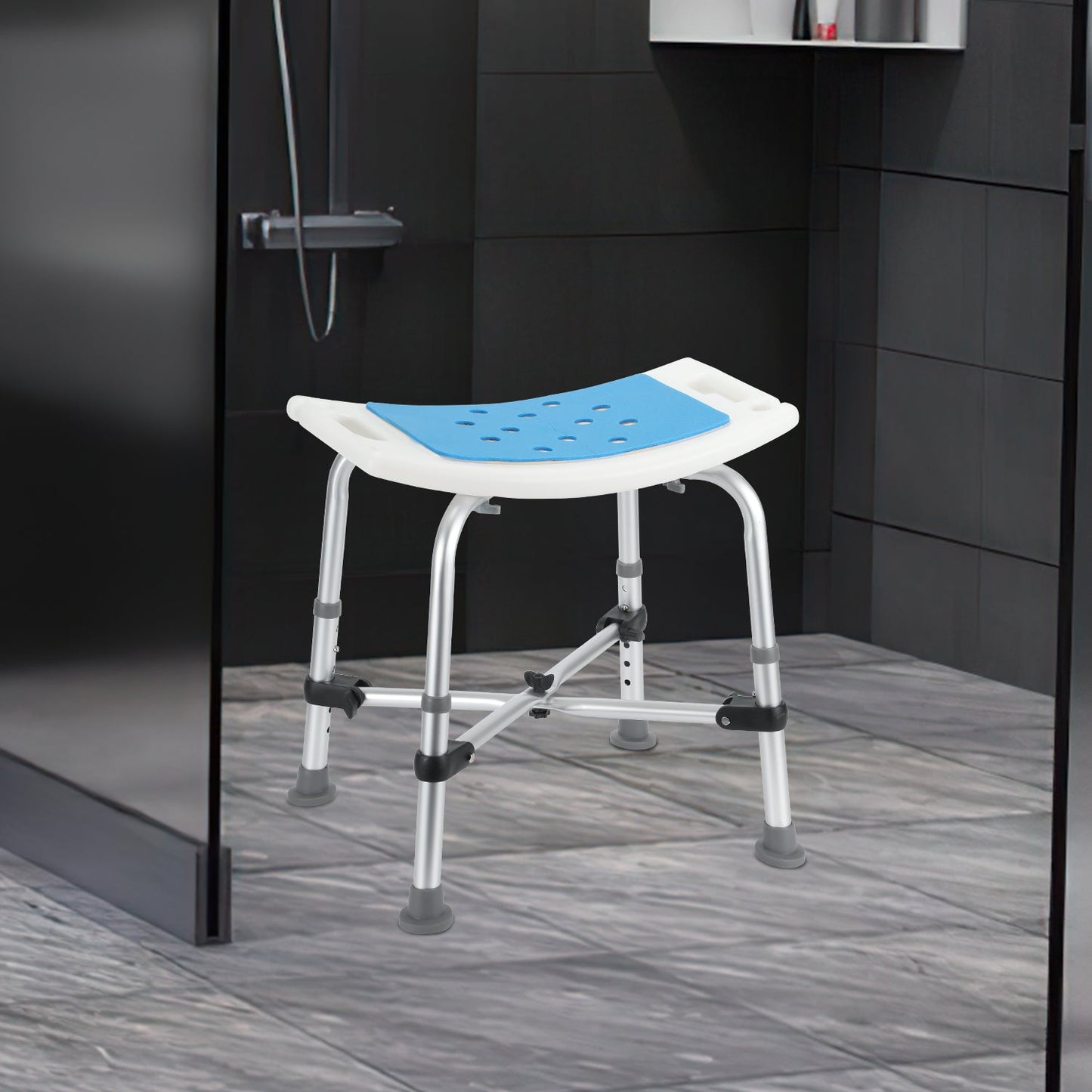 Shower stool shower chair with double reinforced crossbar