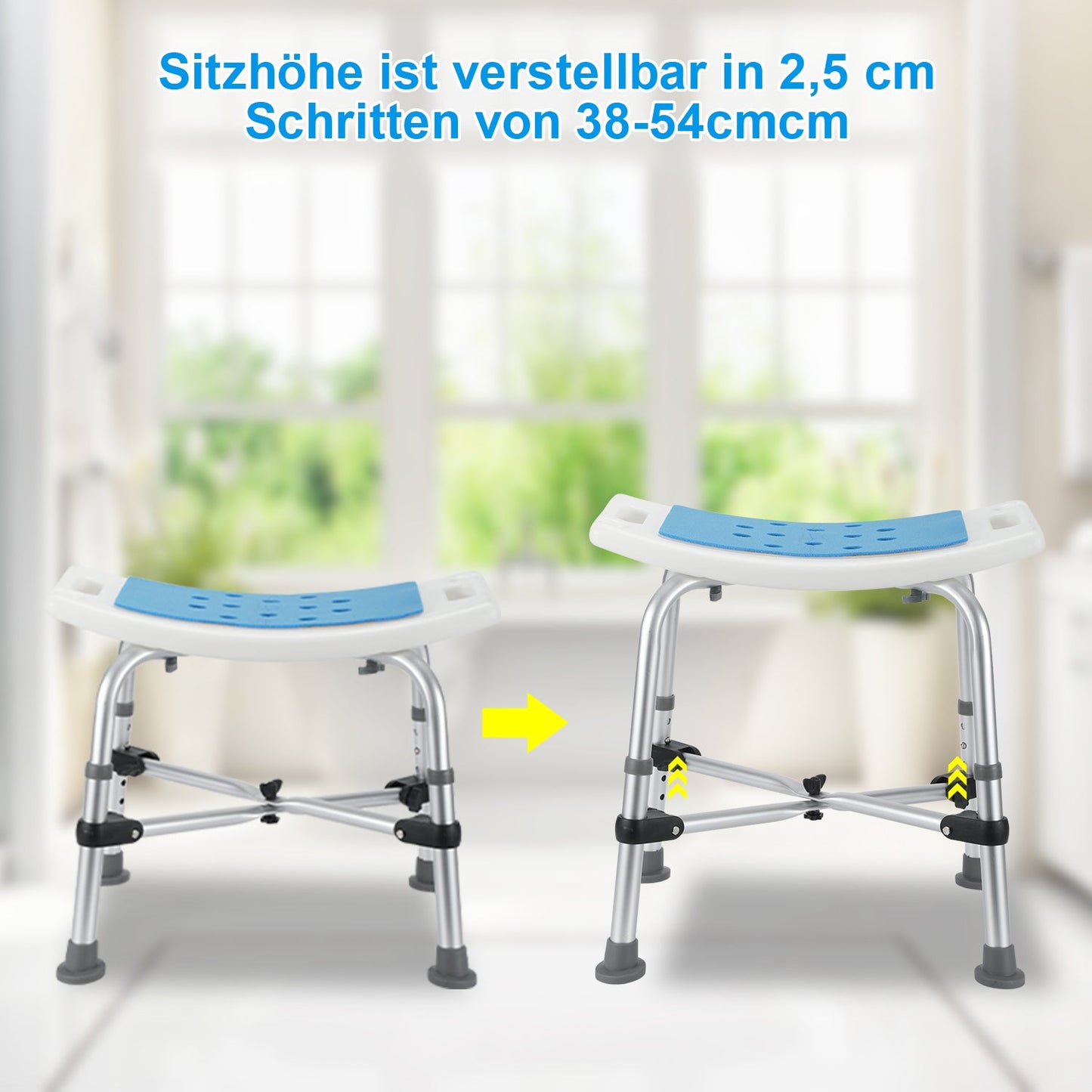 Shower stool shower chair with double reinforced crossbar