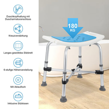 Shower stool shower chair with double reinforced crossbar