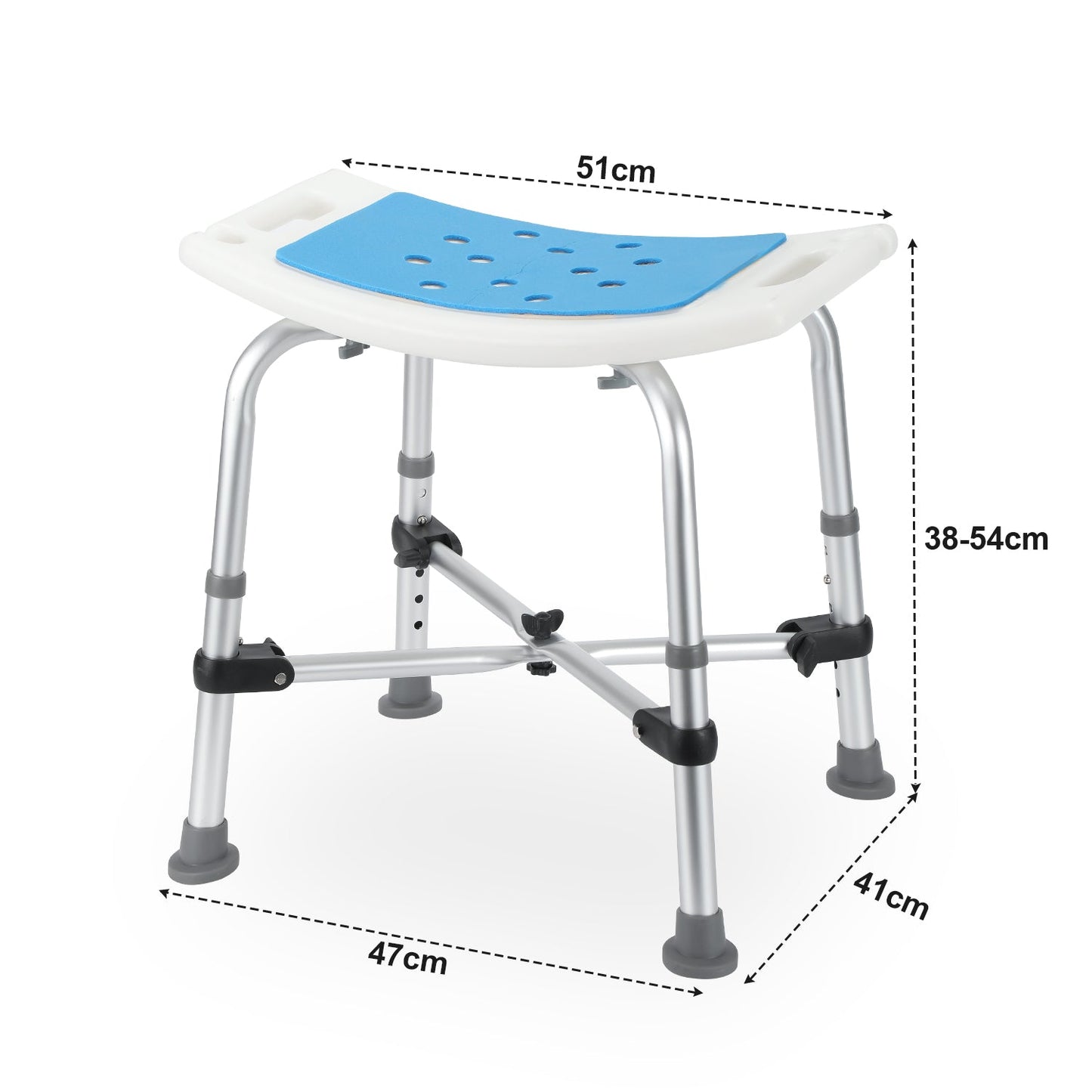 Shower stool shower chair with double reinforced crossbar