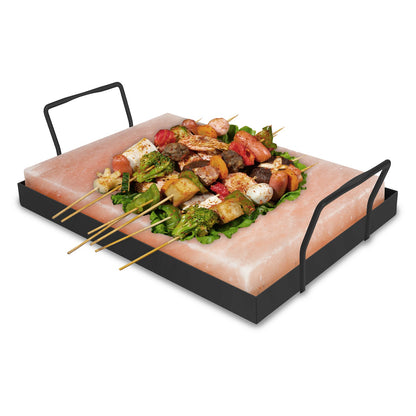 Salt grill stones 20x30x3cm with iron plate