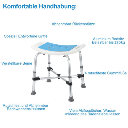 Shower stool shower chair with double reinforced crossbar